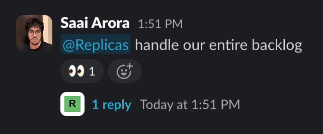 Saai Arora on a Slack call discussing self-maintaining codebases